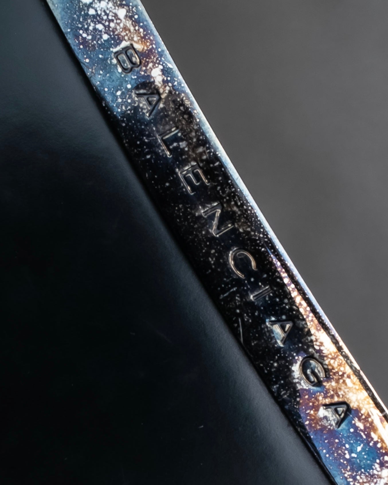 "BALENCIAGA" Horizontal metallic plate design leather shoulder bag