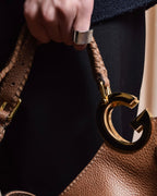 "GUCCI" Charlotte whipstitch hobo leather shoulder Bag