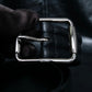 "GUCCI" Silver buckle 3 tier leather belt