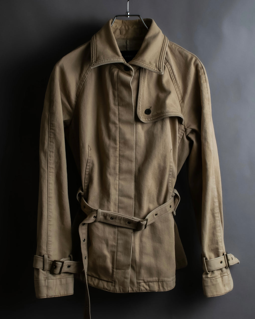 "BURBERRY" Selvedge denim trench detail jacket