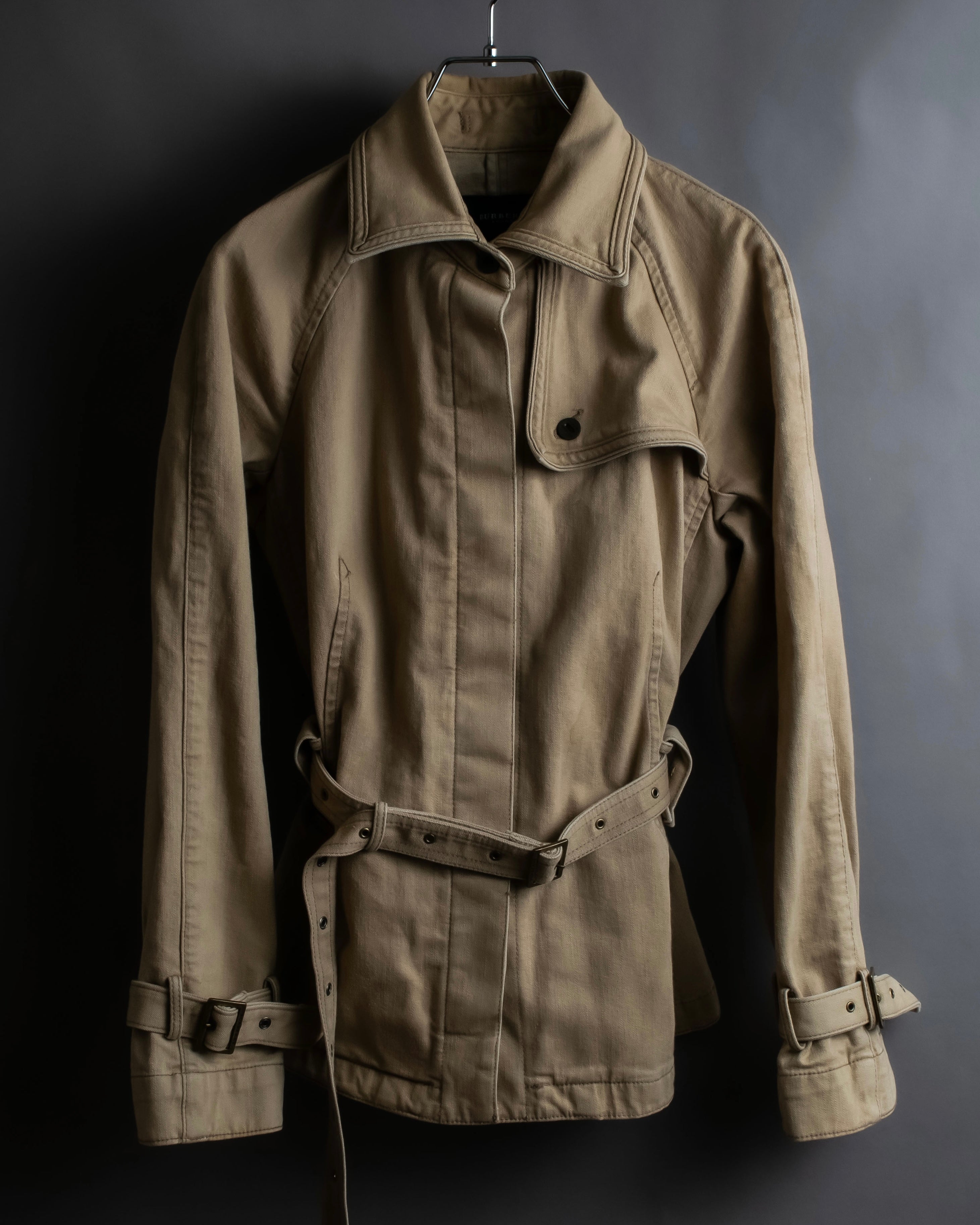 "BURBERRY" Selvedge denim trench detail jacket