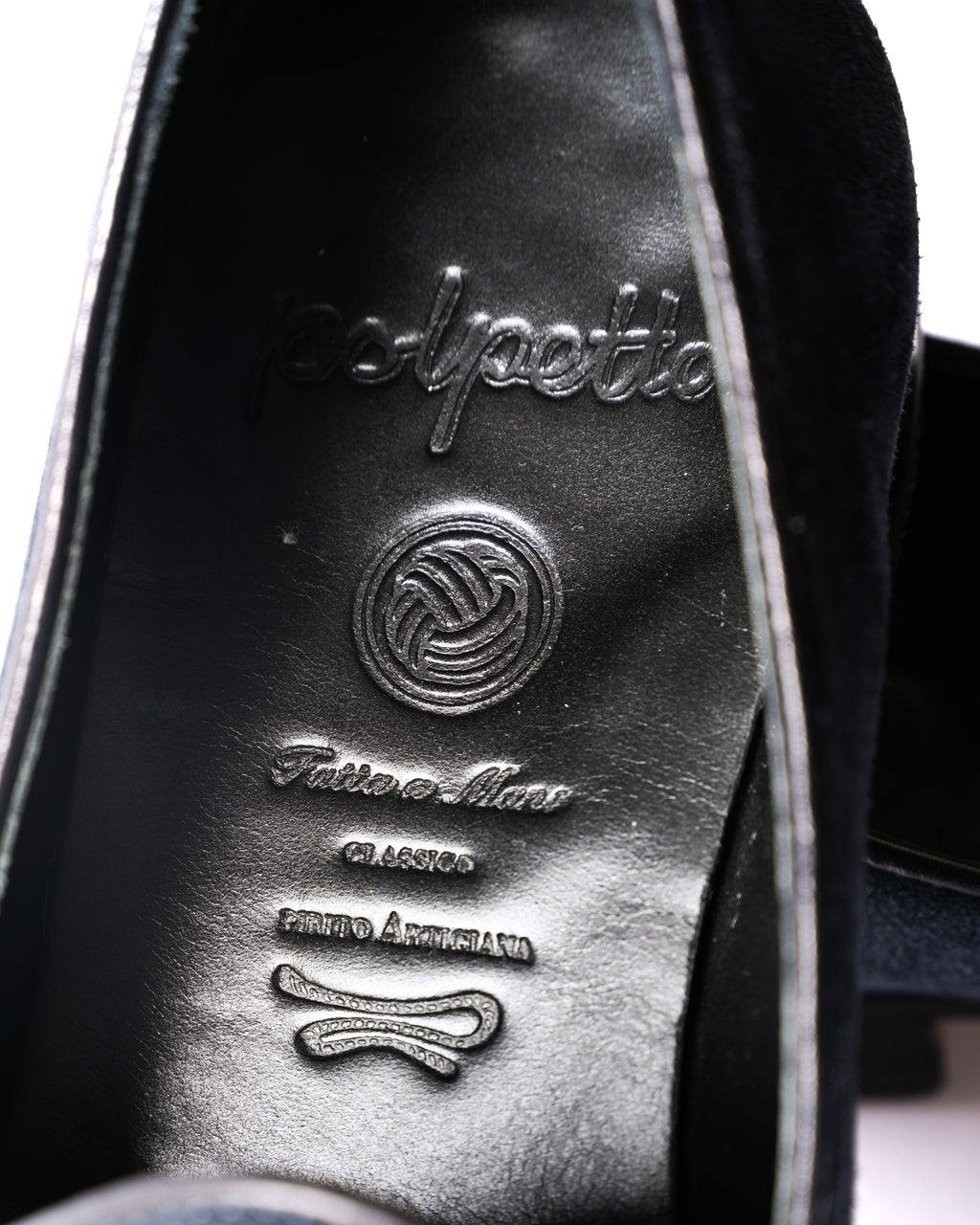 POLPETTA × Brilla per il gusto/ “ PASSO” Suede Tassel Loafers Navy