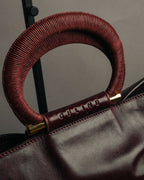 “CELINE” 90’s-00’s Burgundy leather ring handle tote bag