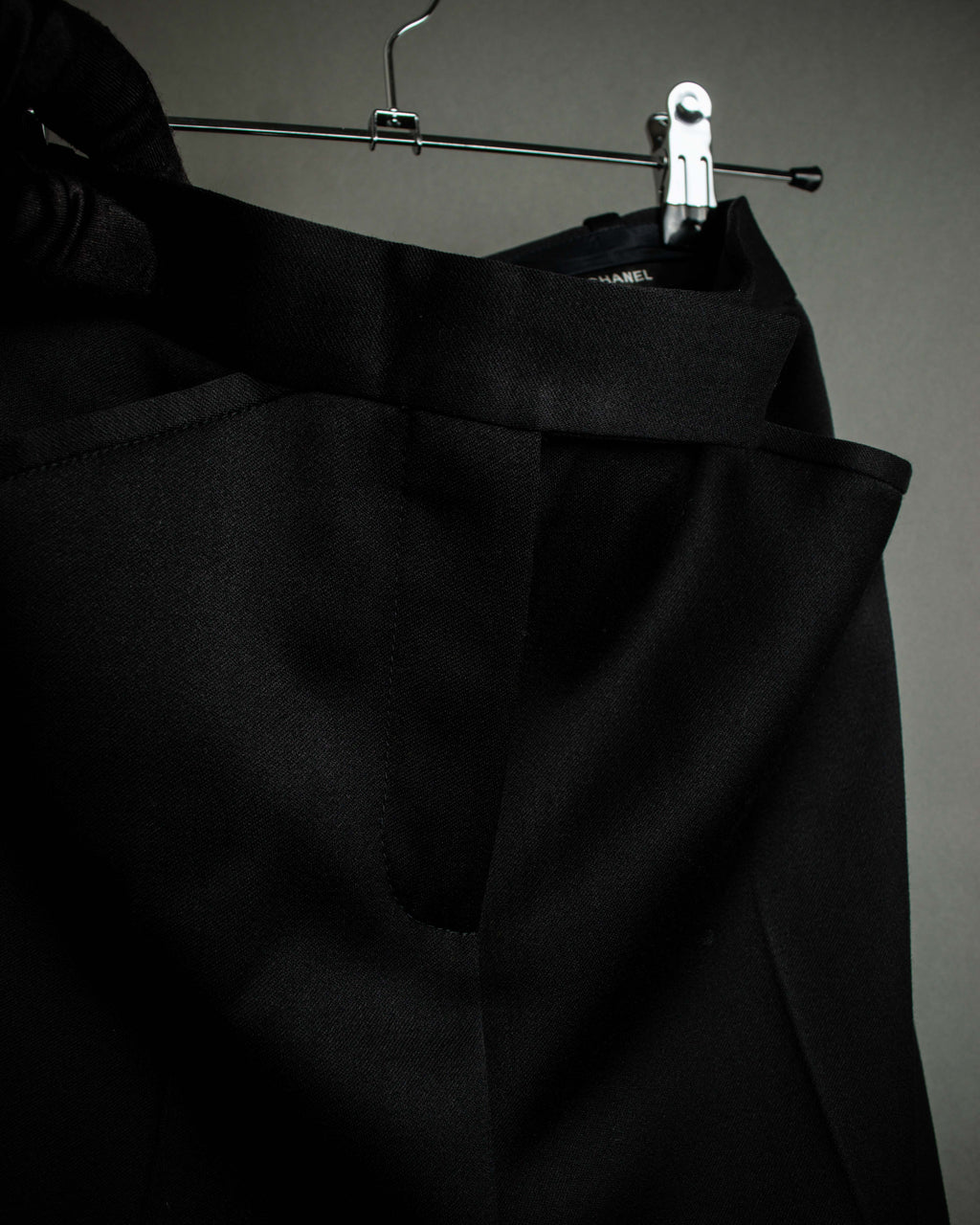 "CHANEL" Fringe design high waist straight cut slacks