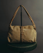 “Burberry” 00’s Braided leather handle suede shoulder bag