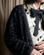 "Vintage abstract polka dot knit cardigan"