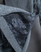 "VALENTINO" Floral lace cable knit docking design pullover