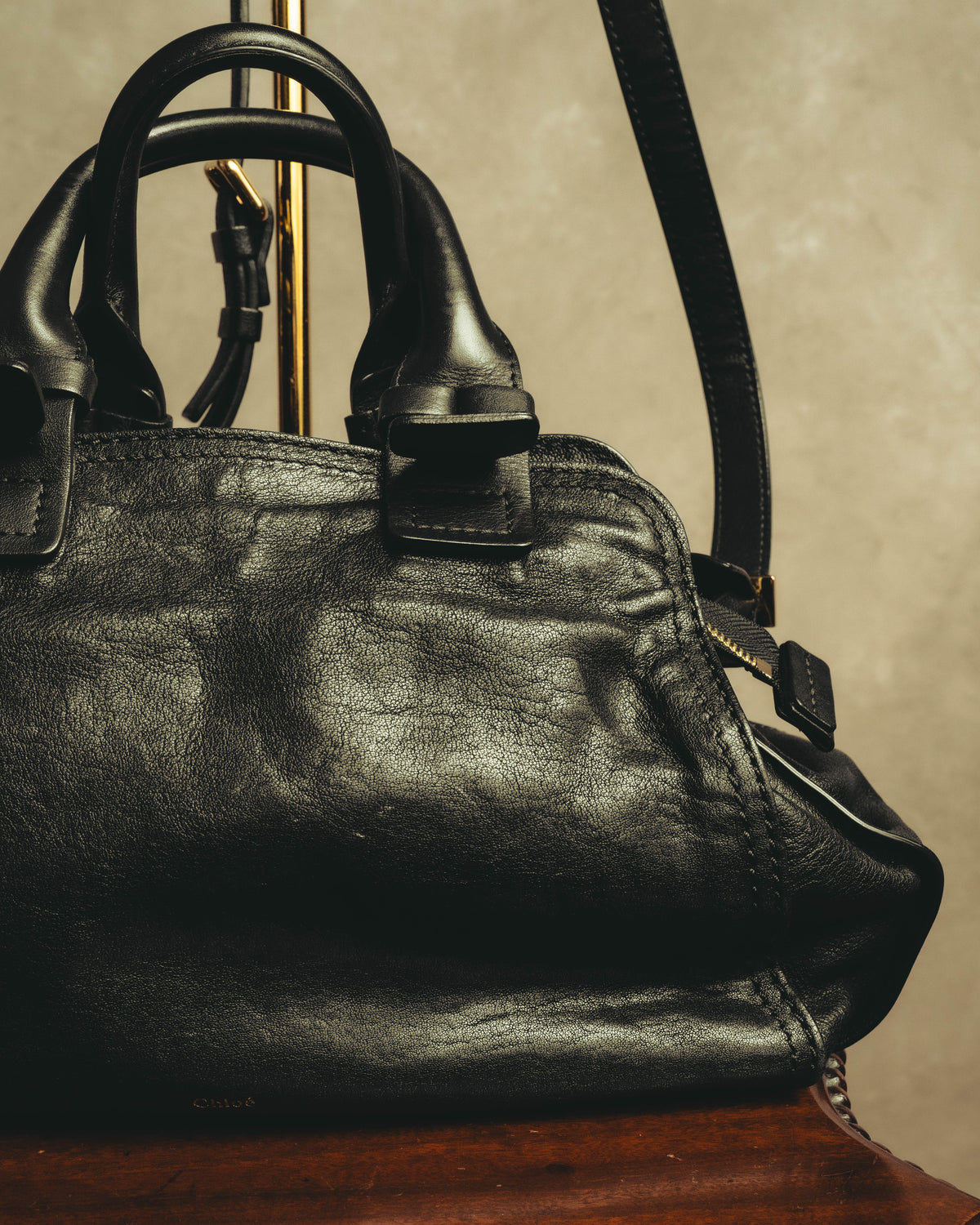"Chloé" 00's Textured leather satchel bag