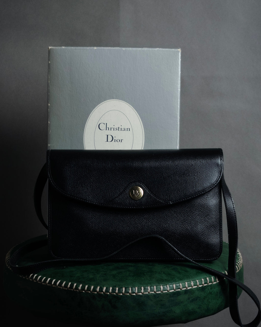 "Christian Dior" 80’s structured grained leather flap shoulder bag
