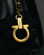 "Salvatore Ferragamo" 90's-00's Vintage iconic gancini pebbled leather dome top handle bag