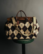-SPECIAL- "Felisi" Argyle leather trim 2way boston bag