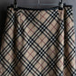 "BURBERRY" Nova check pattern leather piping design cropped skirt