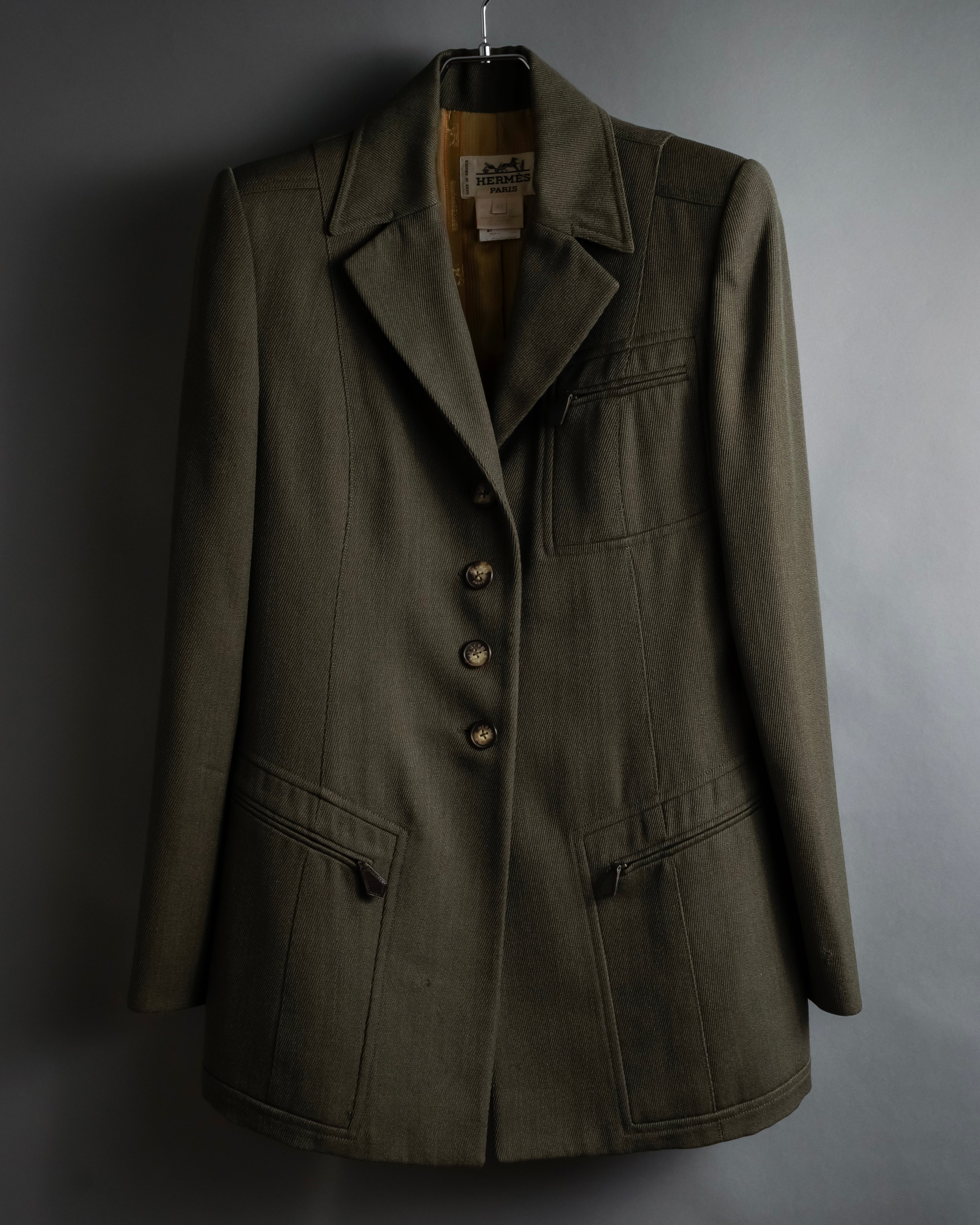 -SPECIAL- "HERMES" 90's Military-inspired zip design tailored jacket