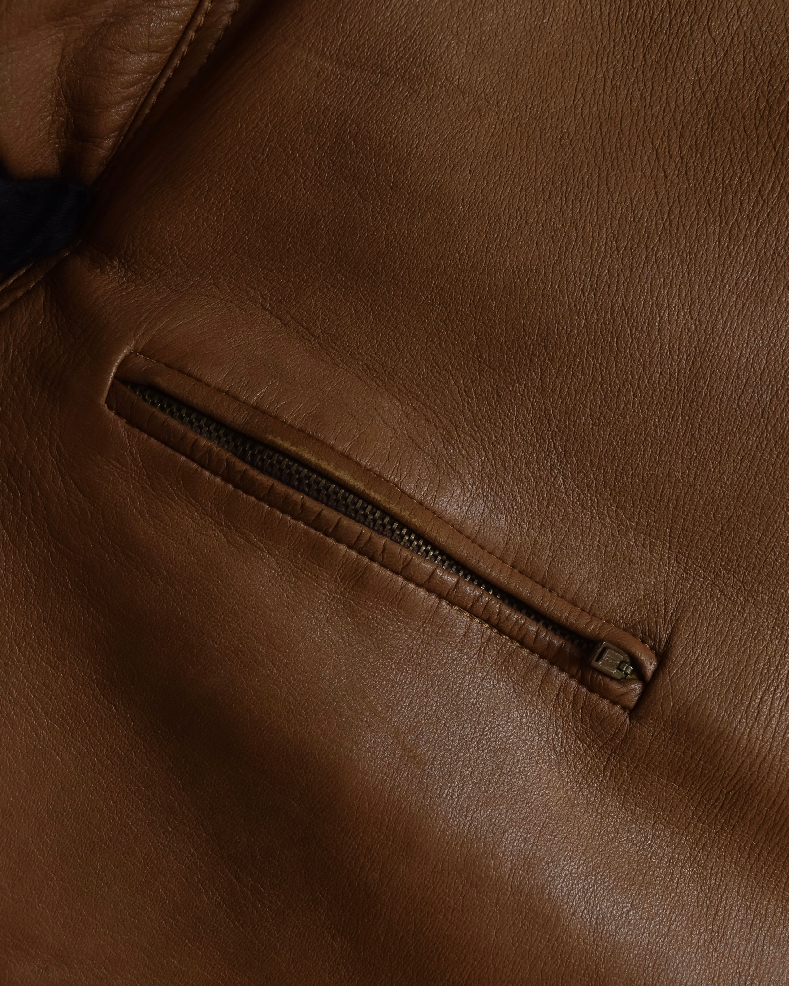 "LOEWE" 80-90's Vintage texture leather zip hoodie