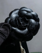 "CHANEL" Deep black camellia brooch