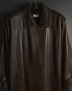 -SPECIAL- "LOEWE" 80’s Military detail stencil leather coat