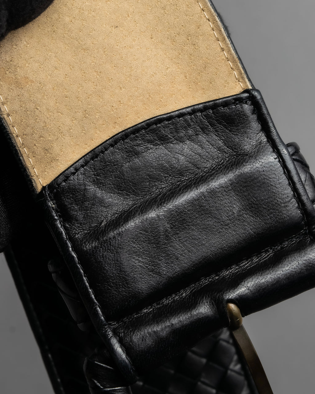 "BOTTEGA VENETA" Intrecciato style wide leather belt