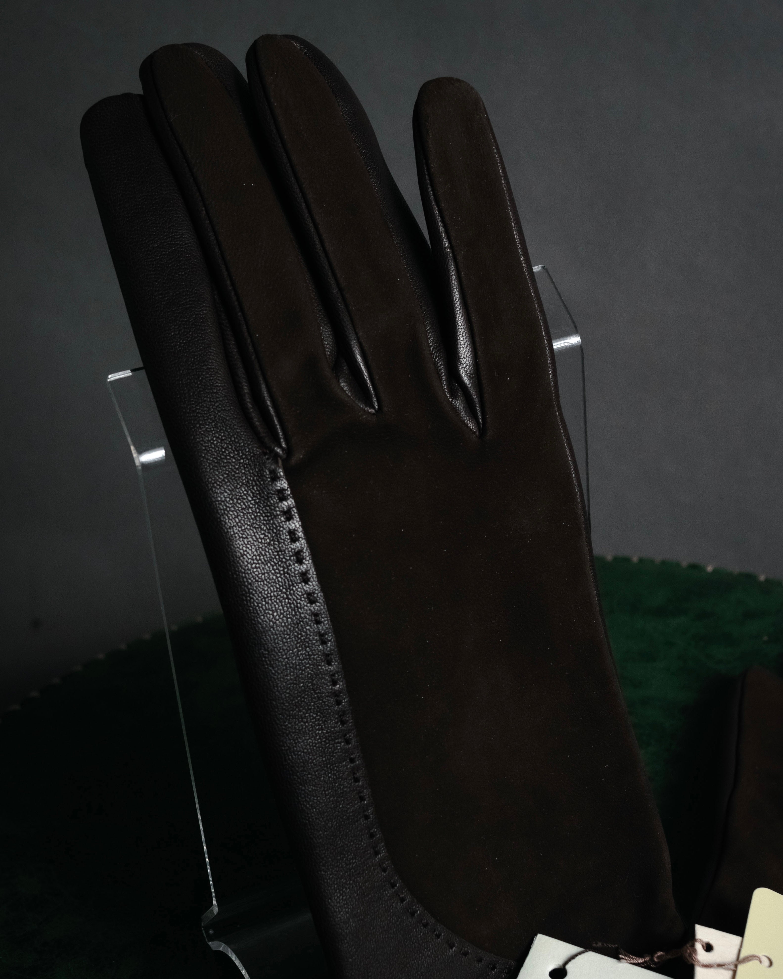 “HERMÈS” 2010’s bi material lambskin silk lined gloves