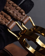 "GUCCI" Charlotte whipstitch hobo leather shoulder Bag