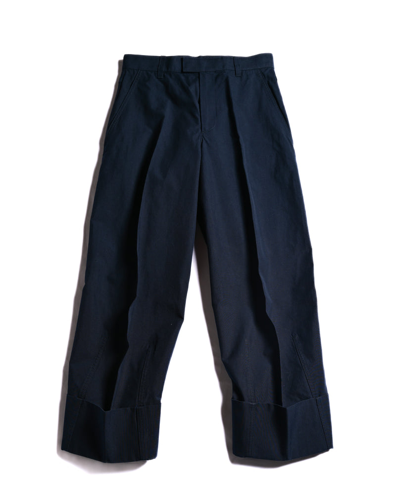 BOTTEGA VENETA by Matthieu Blazy / 2022SS Curved Hem Trousers Navy