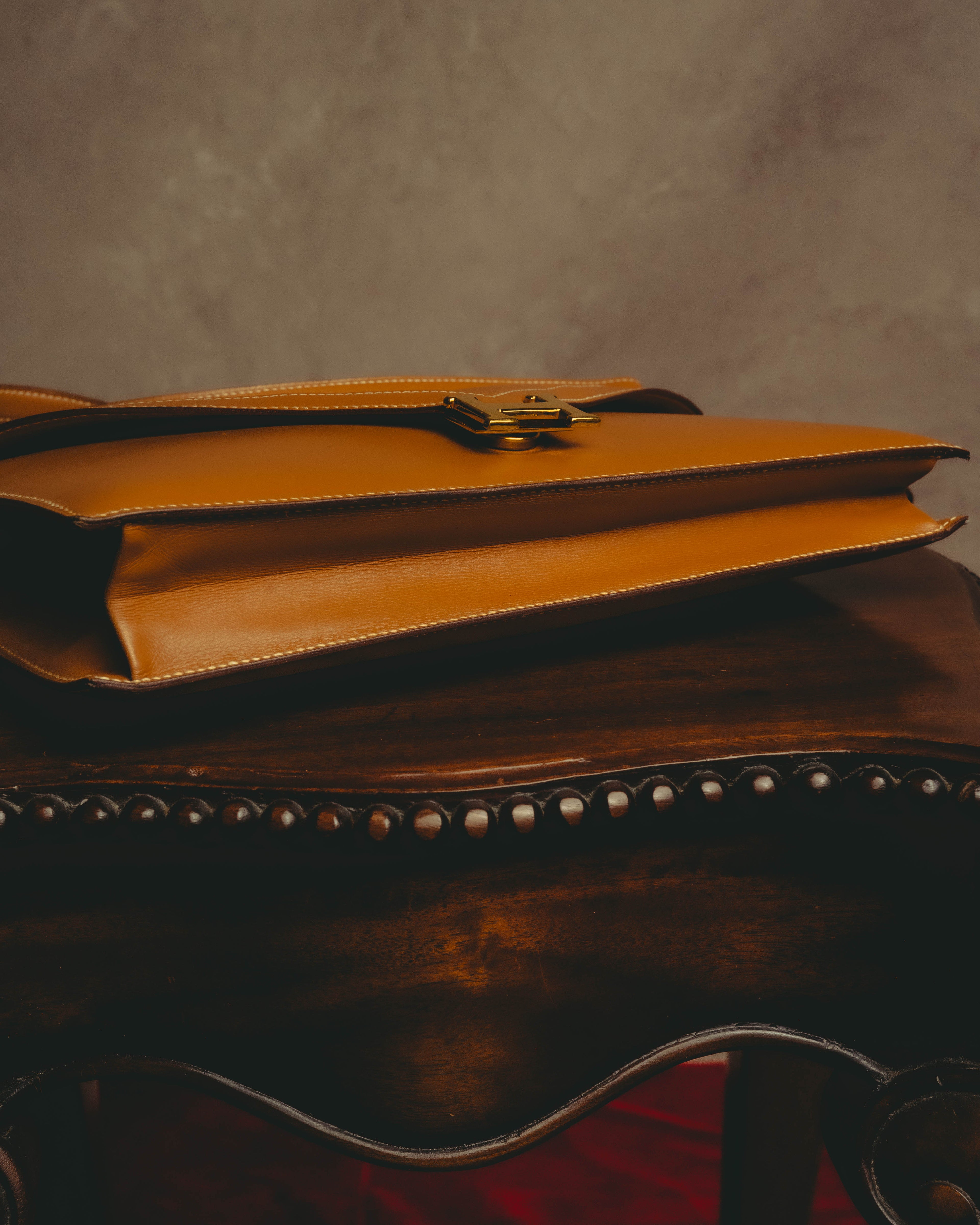 -SPECIAL- "HERMES" 70's-80's Vintage Lydie leather shoulder clutch bag