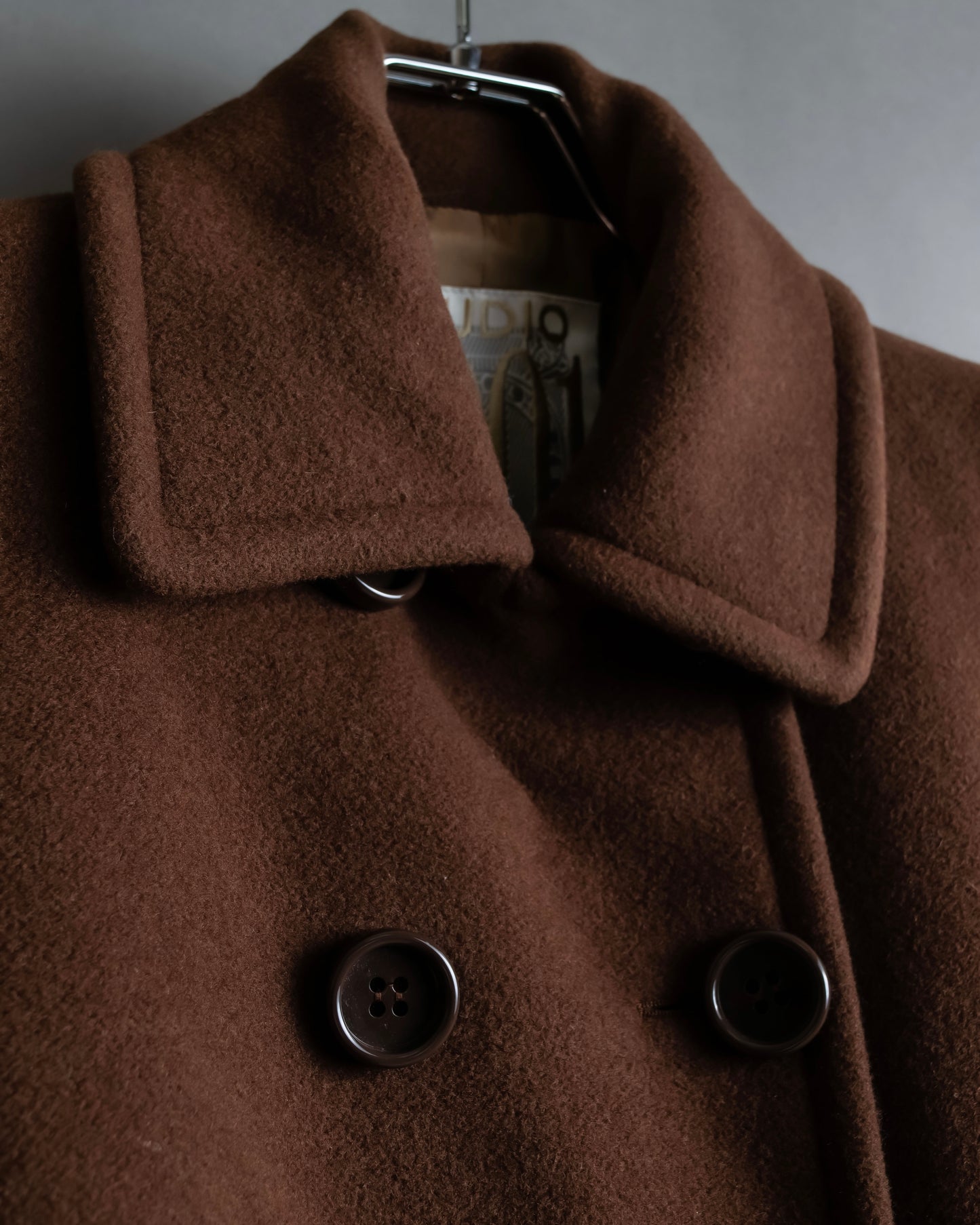 "STUDIO 0001 BY FERRE" Double breasted oversized wool blend chesterfield coat