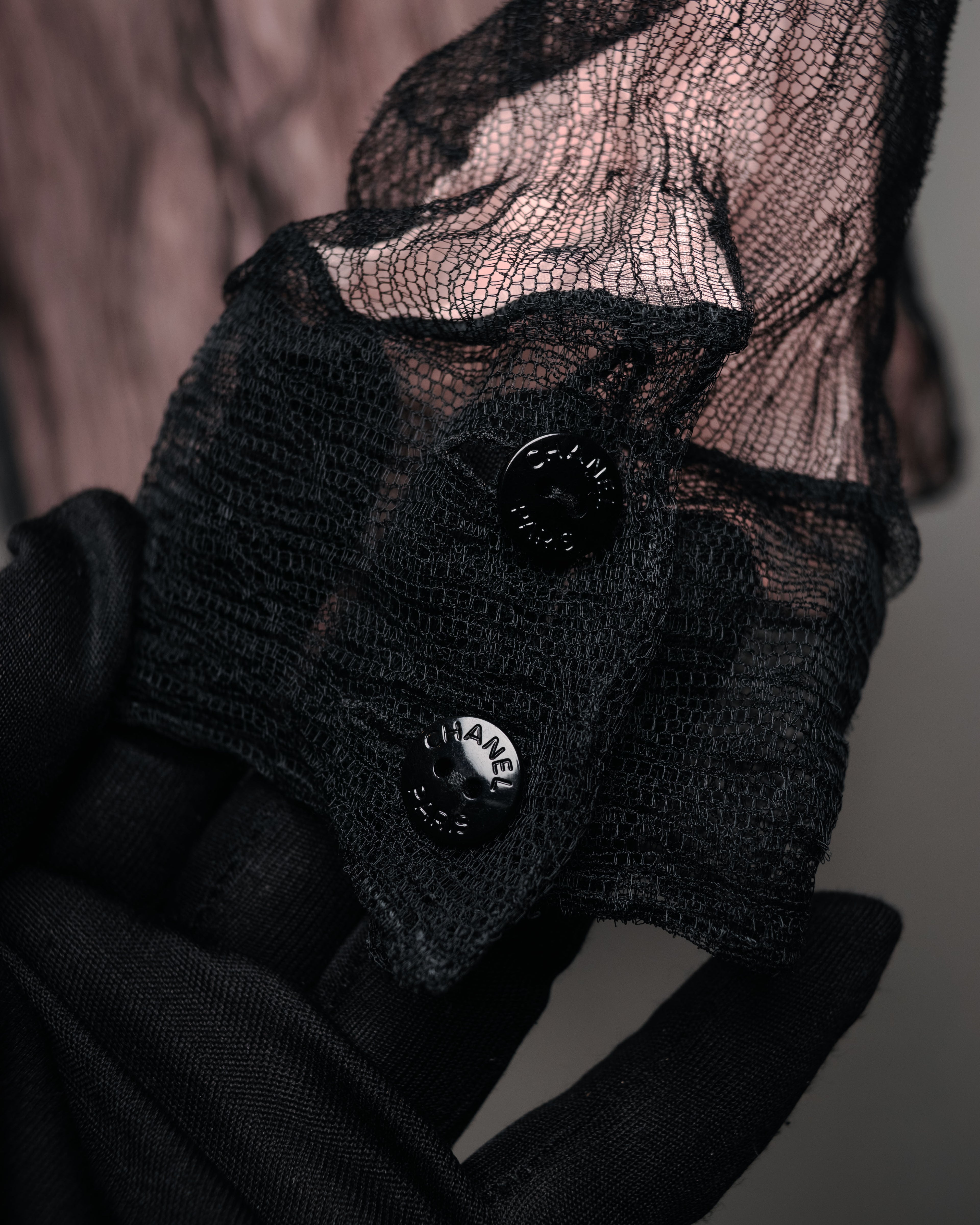 -SPECIAL- “CHANEL” 2014-2019 Sheer lace bow blouse