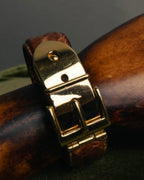 "GUCCI" 90's-00's Embossed leather buckle bangle