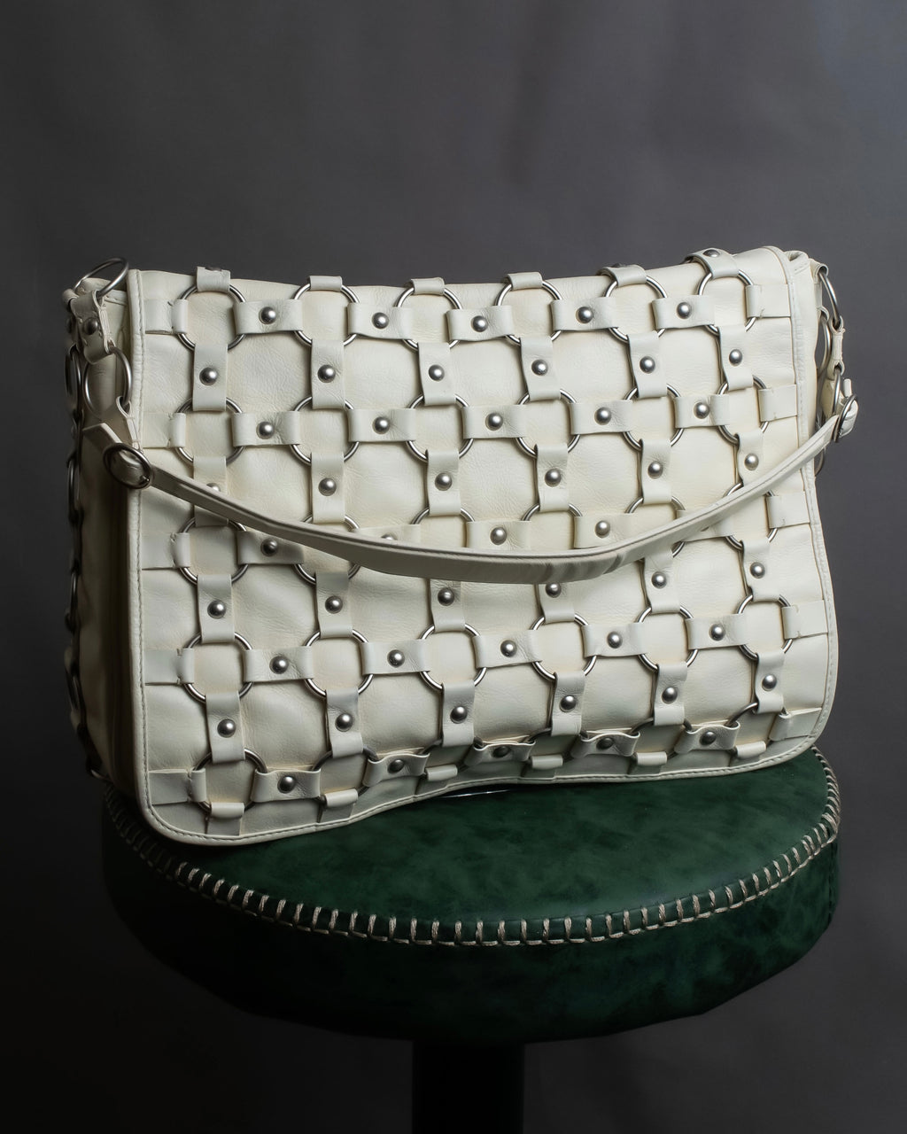 "Christian Dior" Metal ring leather combination design bag