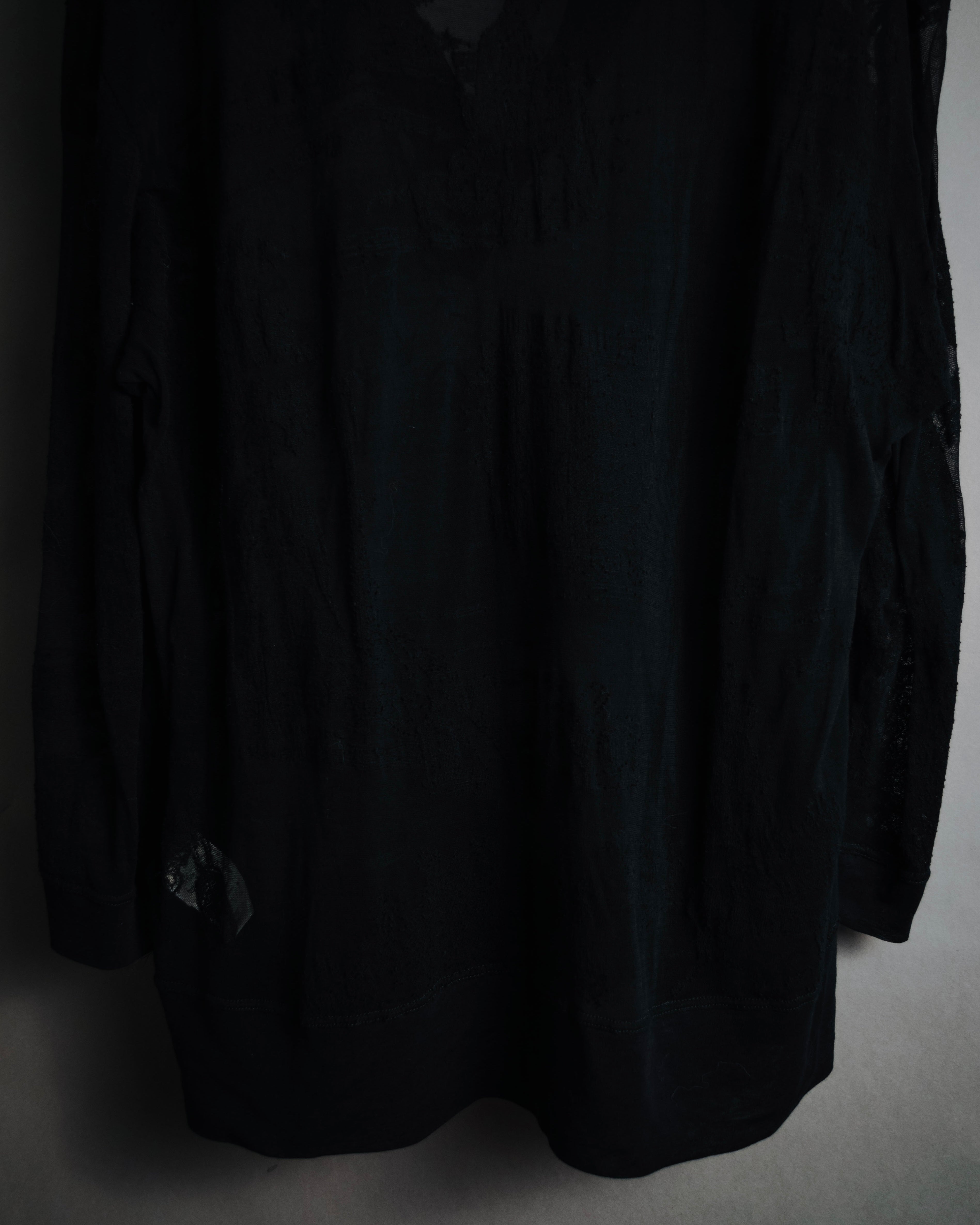 –SPECIAL– "HERMES" 00’s Sheer botanical lace cotton pullover