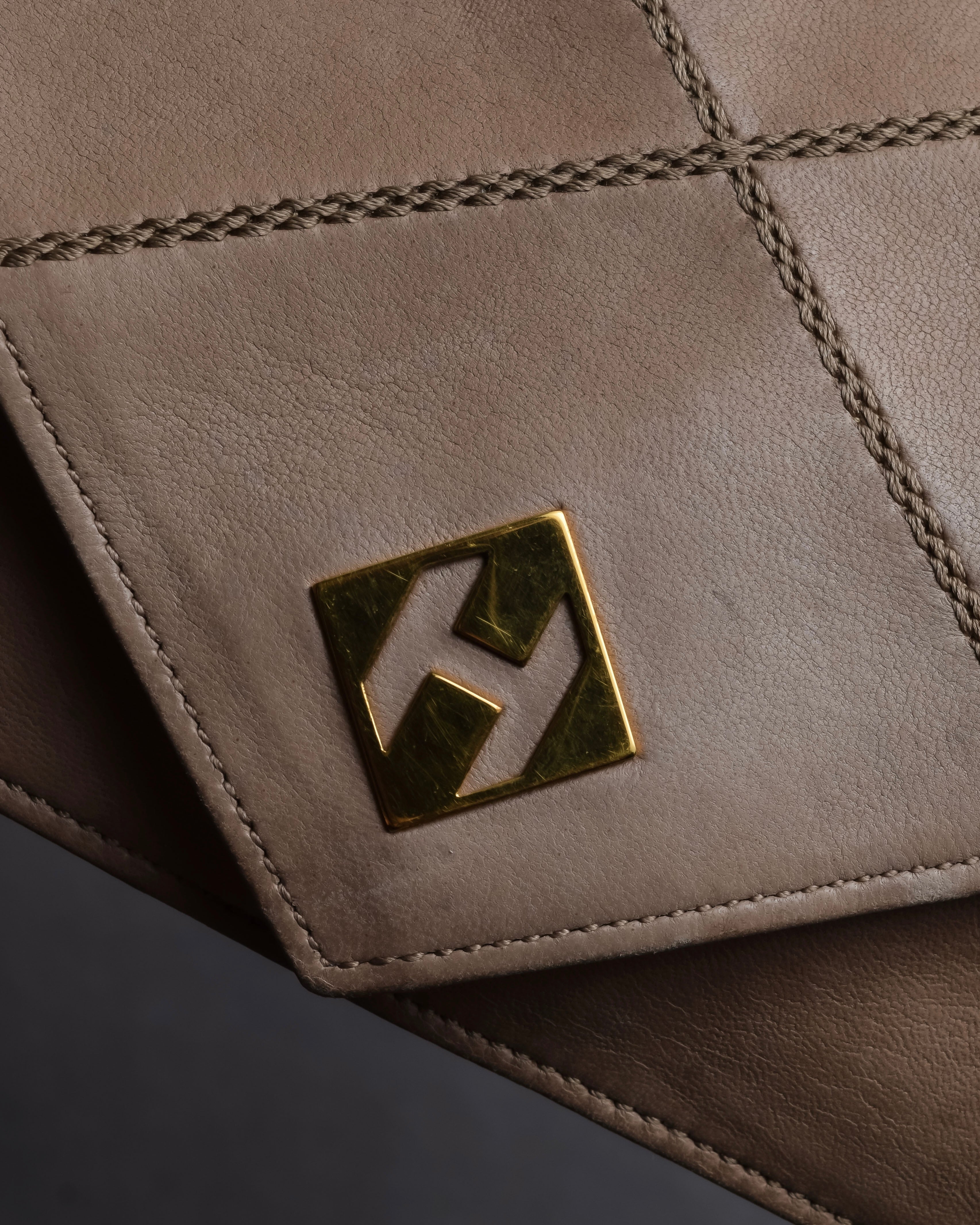 "HERMES" 70's Diamond stitched envelope leather bag