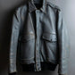 "VANSON" Out pocket design ribbed leather jacket