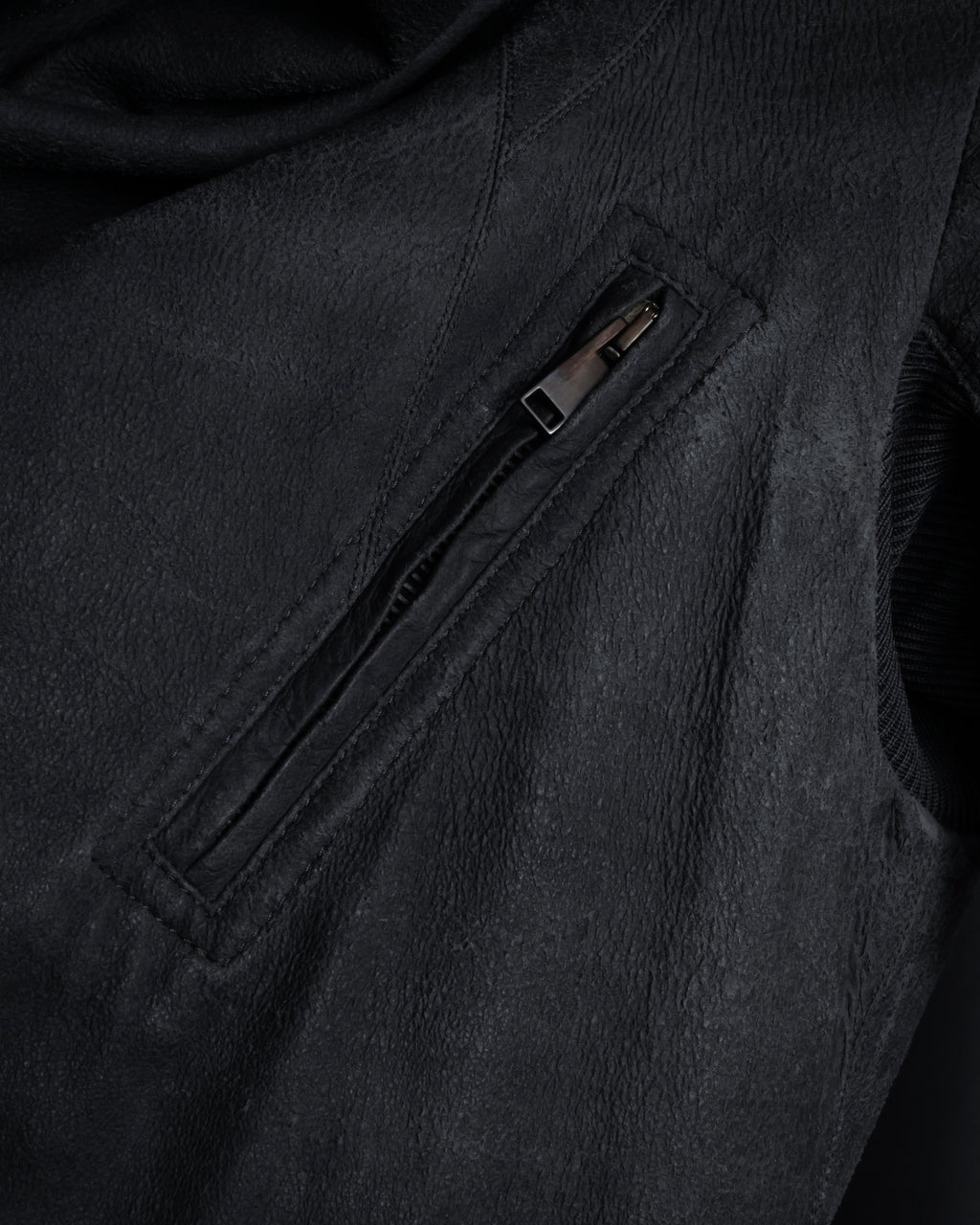 -SPECIAL- "Rick Owens" 13AW Ribbed leather zip-up jacket