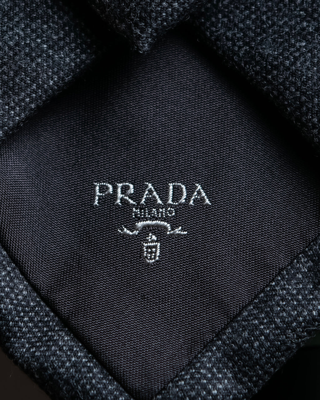 "PRADA" Heather gray wool narrow neck tie