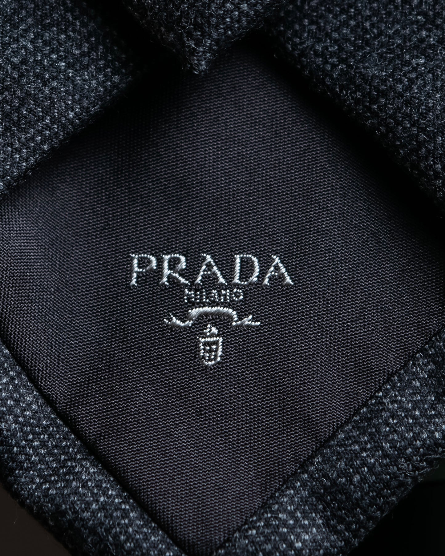 "PRADA" Heather grey wool narrow neck tie