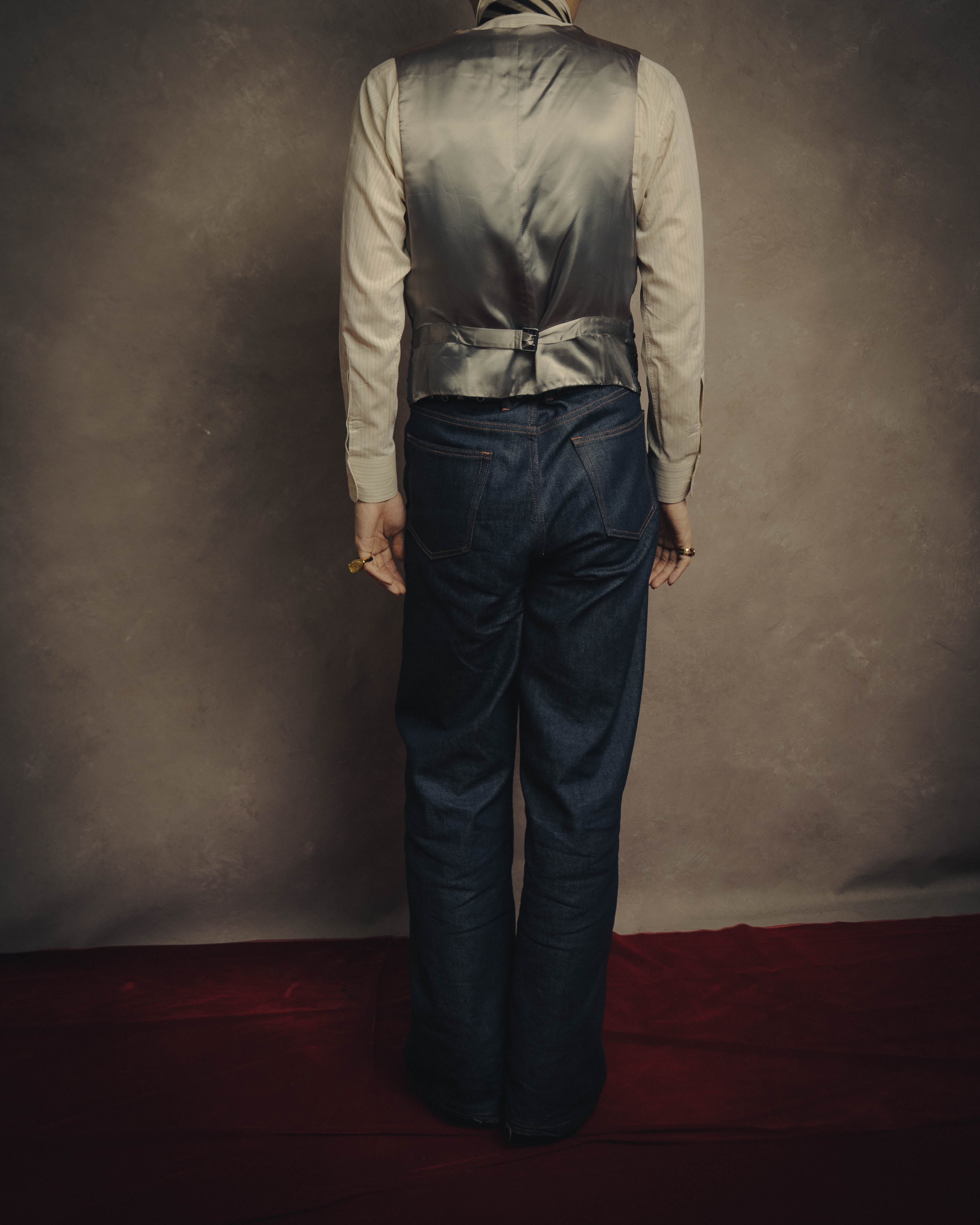 -SPECIAL- “Maison Martin Margiela” 07SS Studded wool leather tailored vest