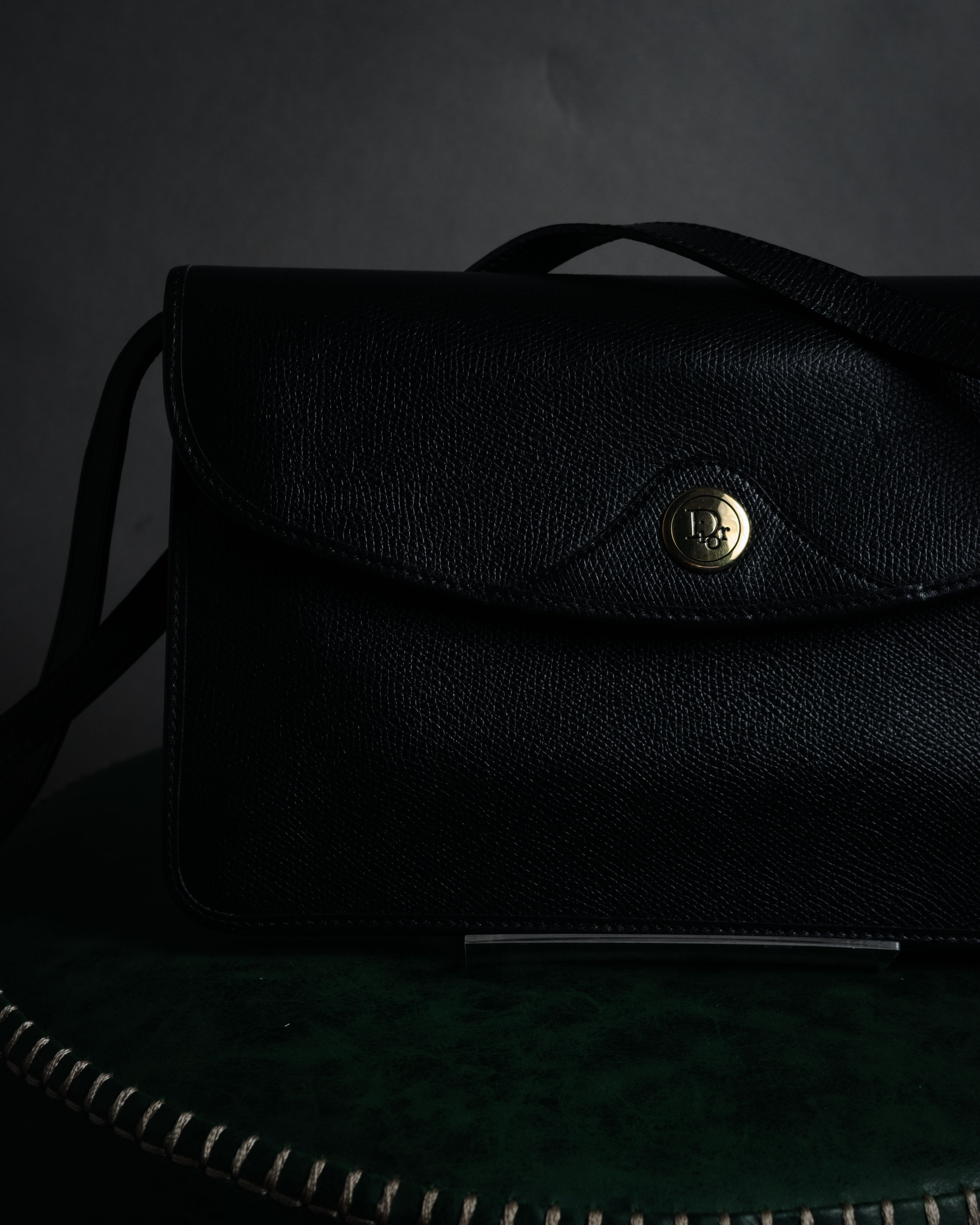 "Christian Dior" 80’s structured grained leather flap shoulder bag