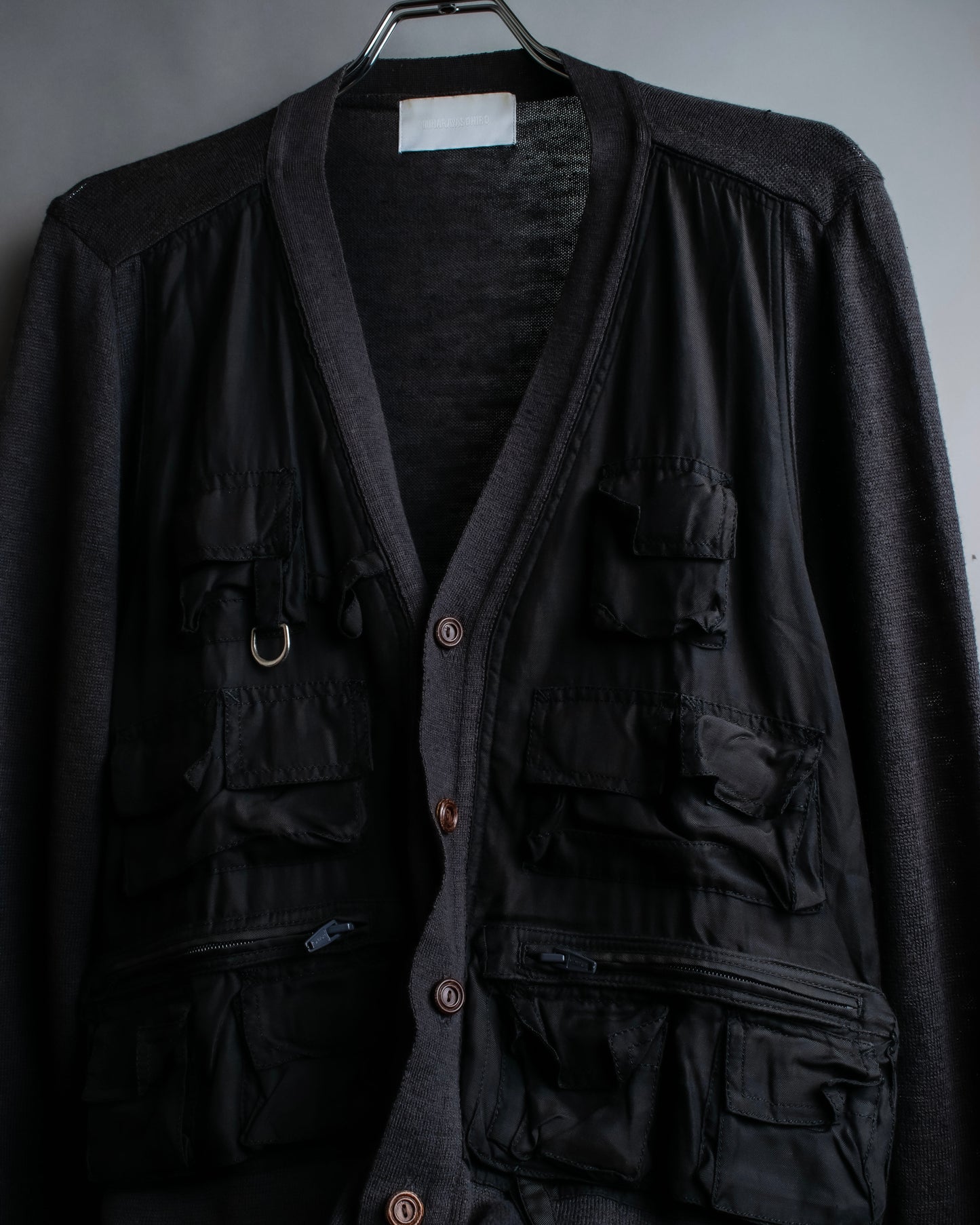 "MIHARA YASUHIRO" Military vest docking design V-neck cardigan