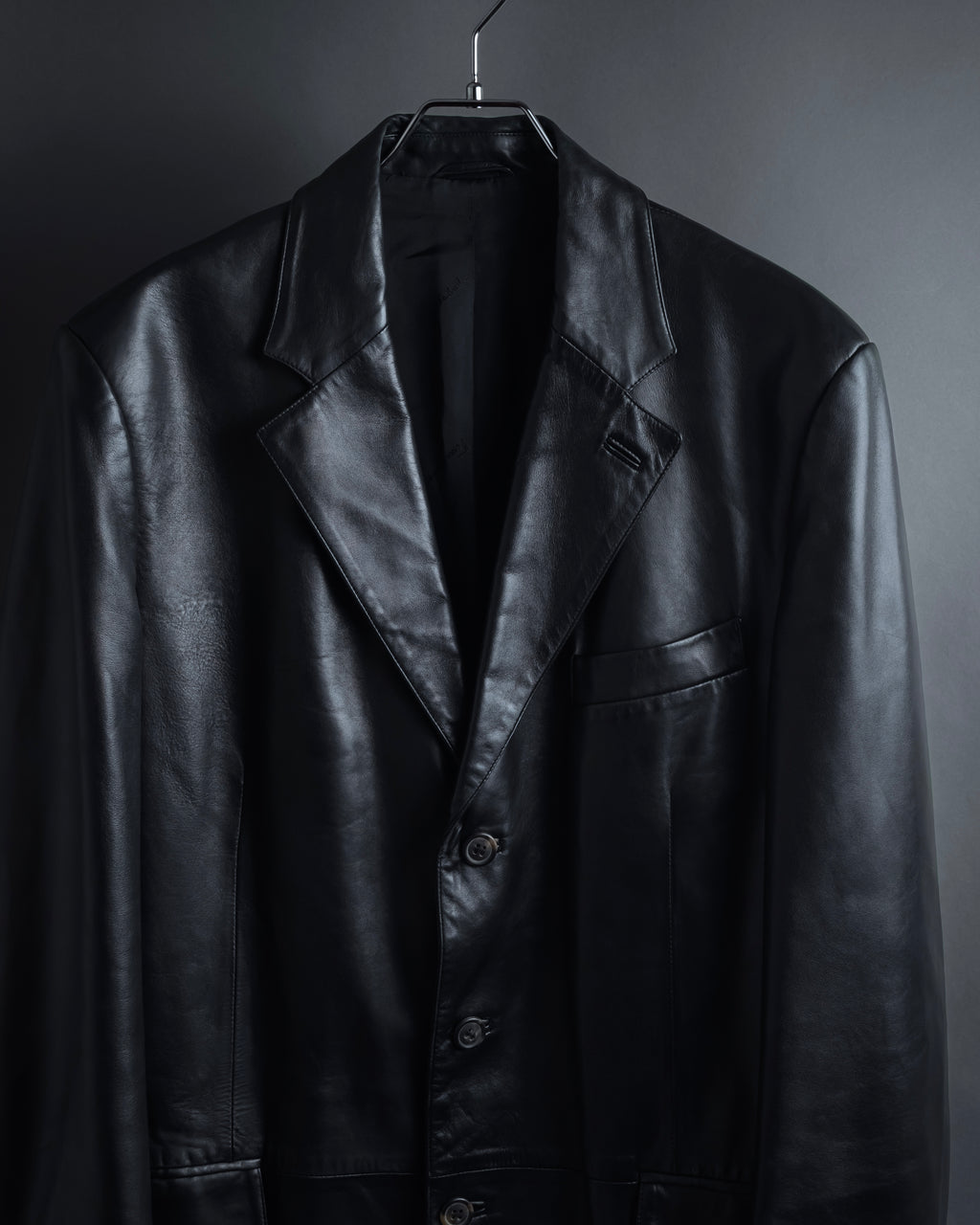 "Salvatore Ferragamo" Straight silhouette leather tailored jacket