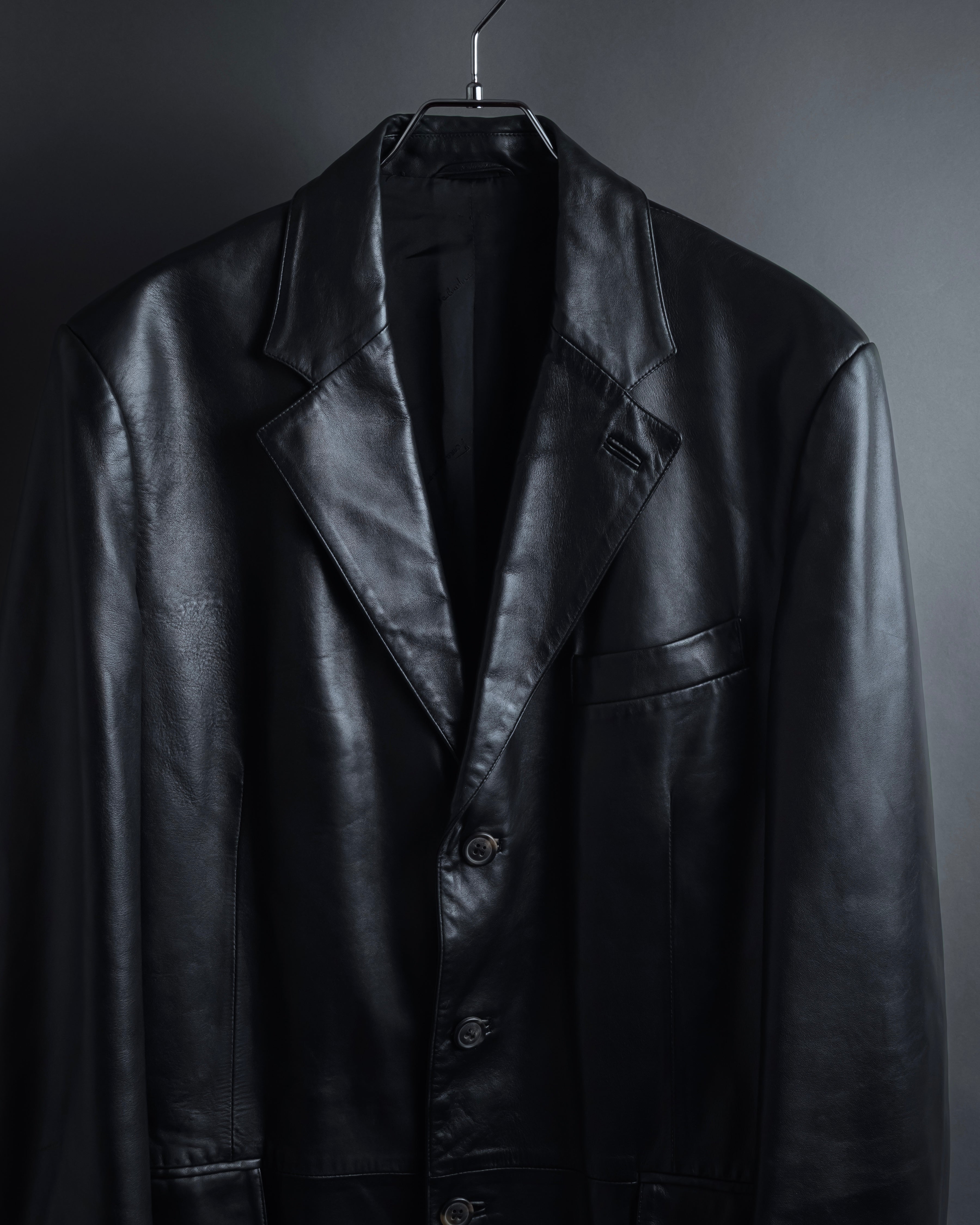 "Salvatore Ferragamo" Straight silhouette leather tailored jacket