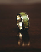 "GUCCI" 20's Ornate green inlay wide band ring