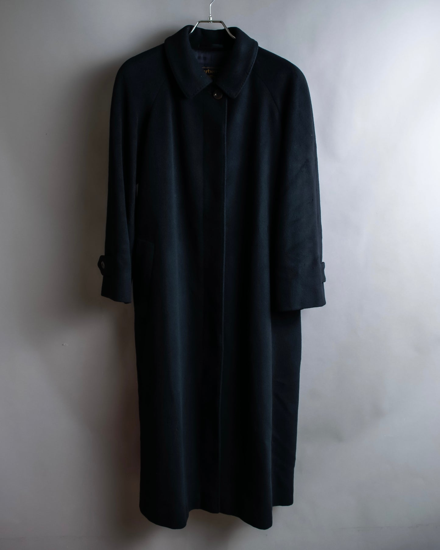 "BURBERRYS" Fly front cashmere blend soutien collar long coat