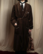"CELINE" Piping design velour long gown coat