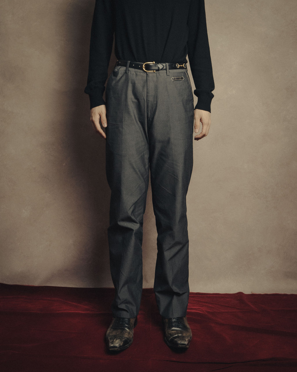 -SPECIAL- “HERMÈS” 1998-00’s Leather trimmed tailored trousers
