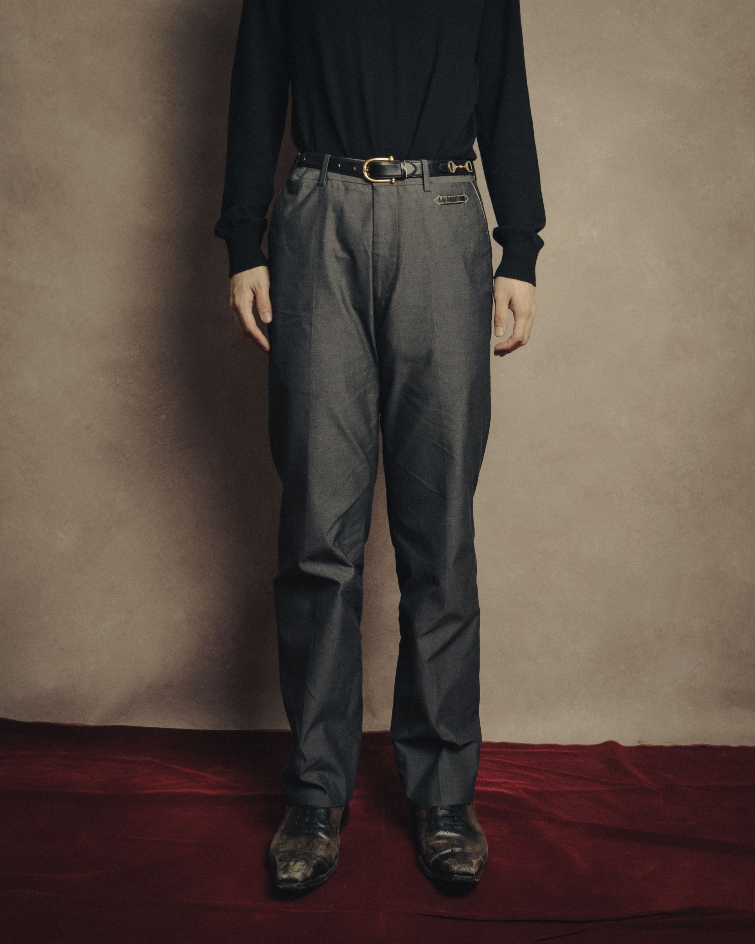 -SPECIAL- “HERMÈS” 1998-00’s Leather trimmed tailored trousers