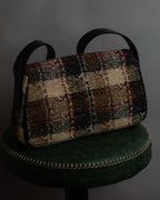 "BURBERRY" Combination leather design check pattern one-shoulder bag
