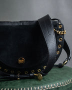 "See by Chloé" Half-moon grommet-detail suede shoulder bag