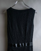 "RED VALENTINO"Ribbon belted design lace black dress