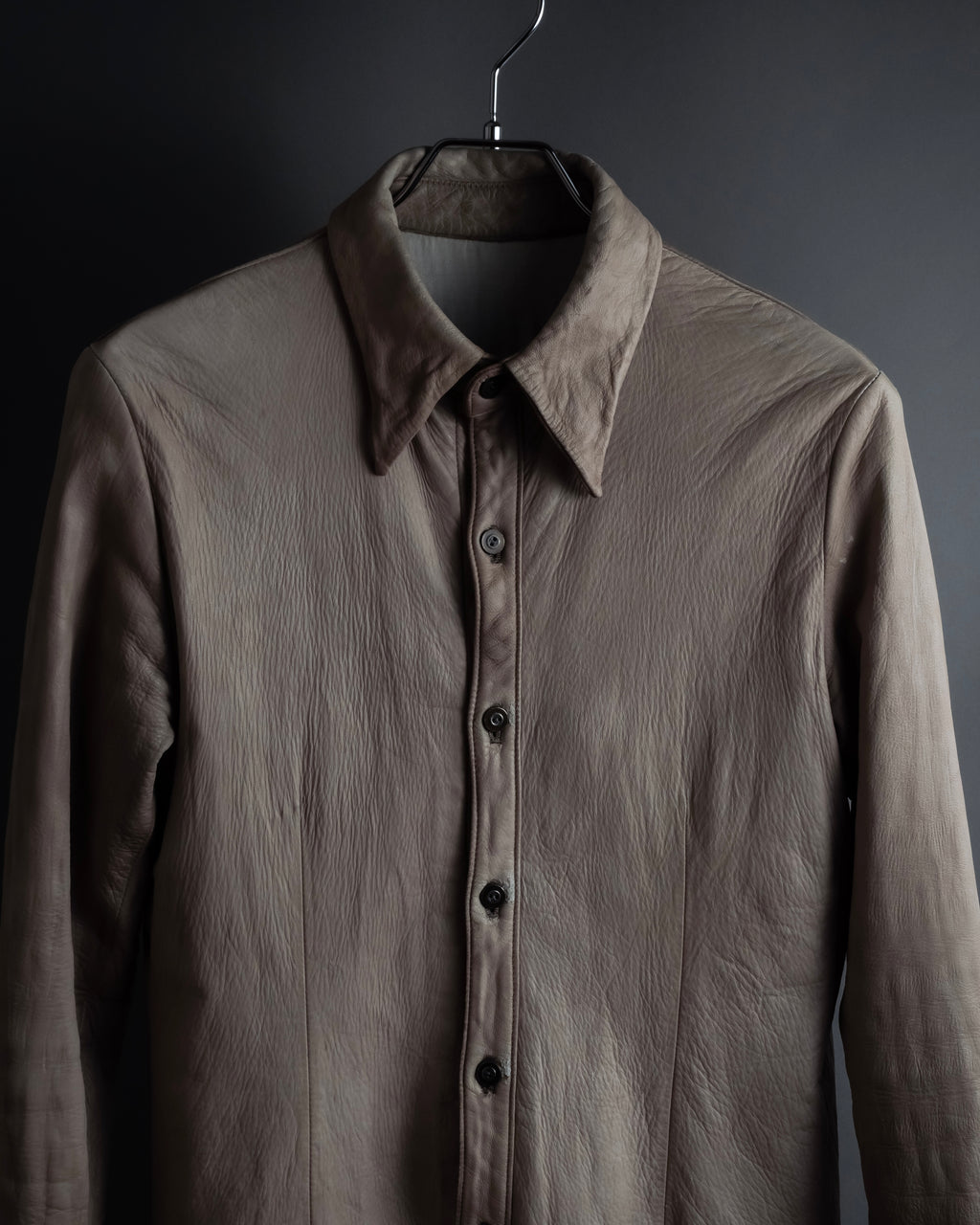 "ISAMU KATAYAMA" Dart-shaped deer leather shirt jacket