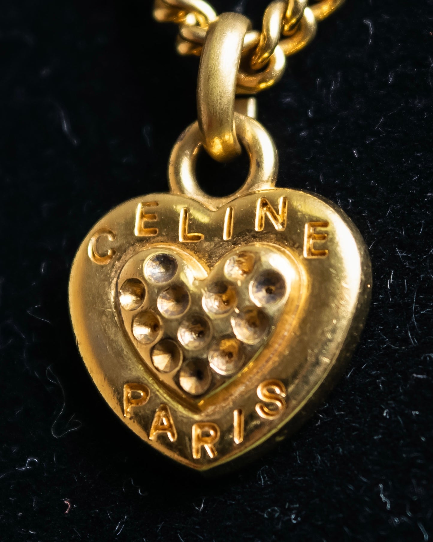 "CELINE" Heart motif logo engraved pendant